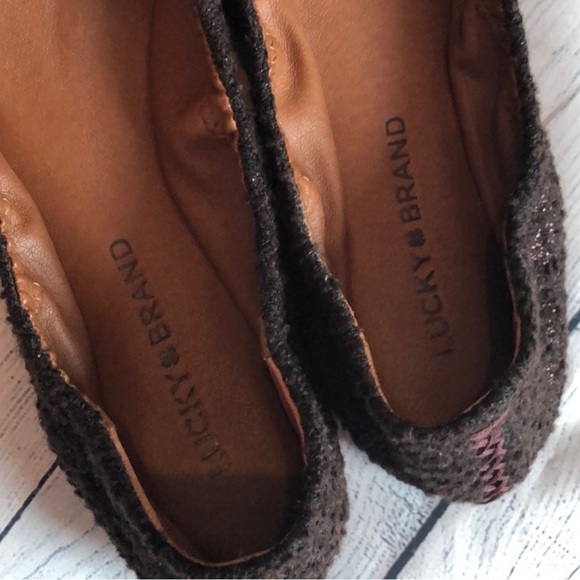 Lucky Brand Brown Textured Shimmery Emmie Flats size 7.5 EUC - Picture 4 of 8